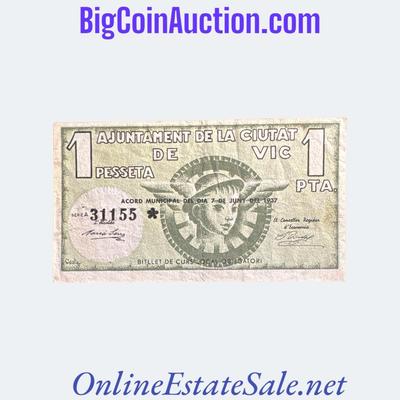 1937 SPAIN CIVIL WAR VIC 1 PESSETA