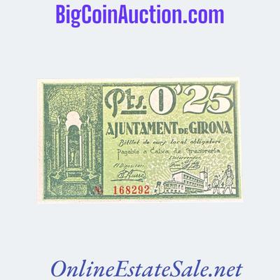 1937 SPAIN CIVIL WAR GERONA 25 CENTIMS