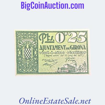 1937 SPAIN CIVIL WAR GERONA 25 CENTIMS