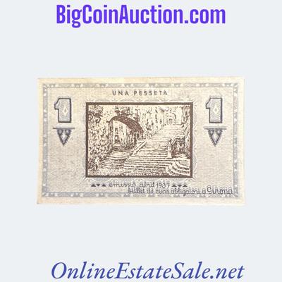 1937 SPAIN CIVIL WAR GERONA 1 PESSETA