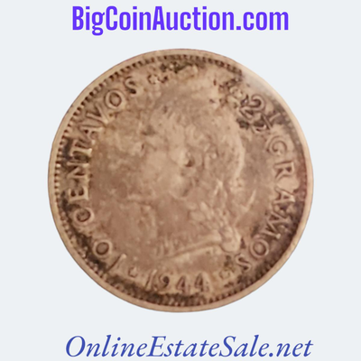 1944 DOMINICAN REPUBLIC 10 CENT COIN