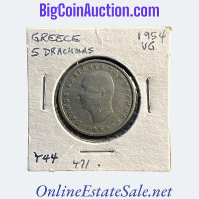 1954 GREECE 5 DRACHMAS