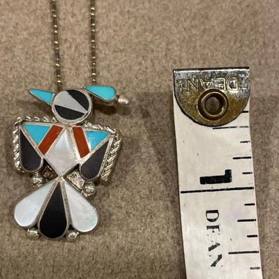 Zuni sterling bird pin/pendant on silver chain