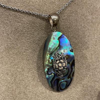 Large abalone ring and necklace