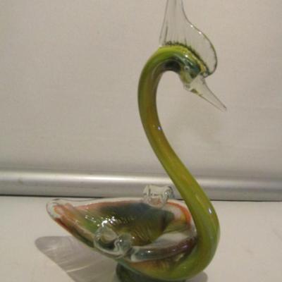 Art Glass Swan- Approx 13