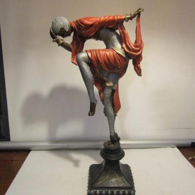 Art Deco Snake Dancer Cast Metal Statue Inspired by Demetre Chiparus- Approx 22