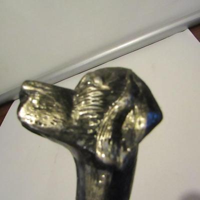 Metal Walking Stick- Dog Design Handle with Concealed Cutlery- Approx 34
