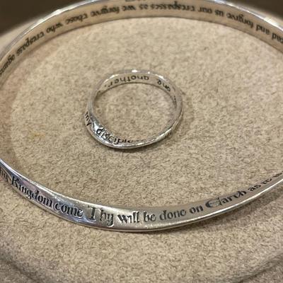 Unique Lords Prayer bracelet and ring set
