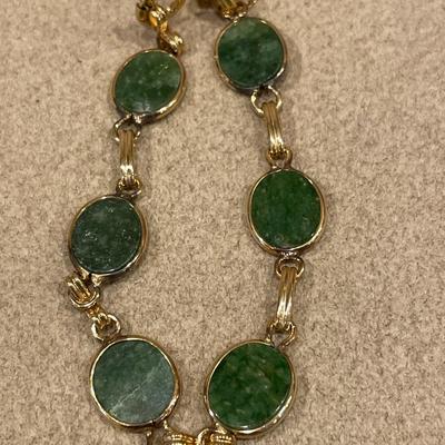 Green stone clip ons and bracelet