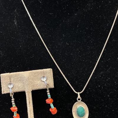 Native sterling and turquoise set