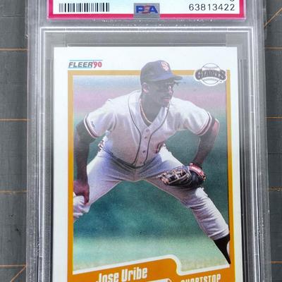 PSA 1990 Fleer Jose Uribe PSA NM-MT 8 Grade