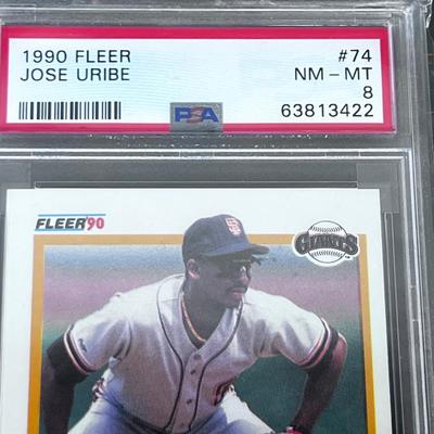 PSA 1990 Fleer Jose Uribe PSA NM-MT 8 Grade