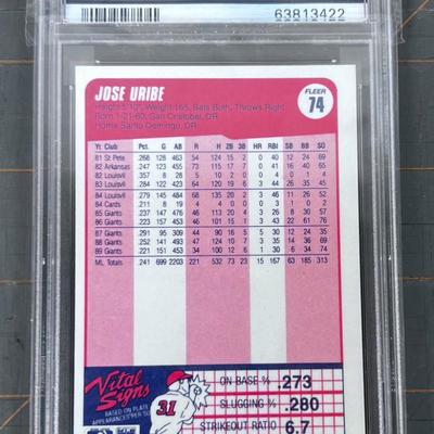 PSA 1990 Fleer Jose Uribe PSA NM-MT 8 Grade
