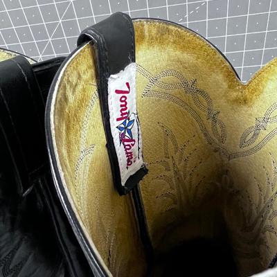 Tony Lama BLACK Cowboy Boots, Size 12
