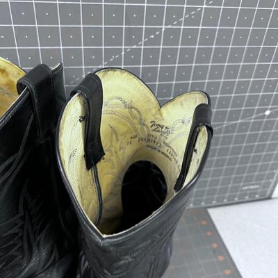 Tony Lama BLACK Cowboy Boots, Size 12