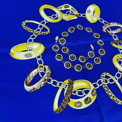 Made in Italy, Blue Polyester Scarf With RINGS