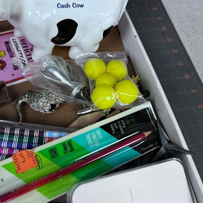 Junk Drawer Clean Out: Lock, Keychain, House, Bank. 
