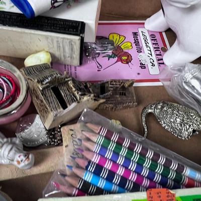 Junk Drawer Clean Out: Lock, Keychain, House, Bank. 