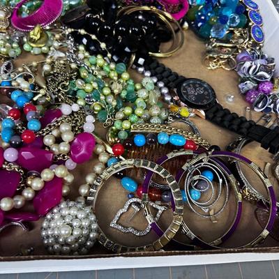 Tray of Costume Jewelry, Clunky Chunky VINTAGE