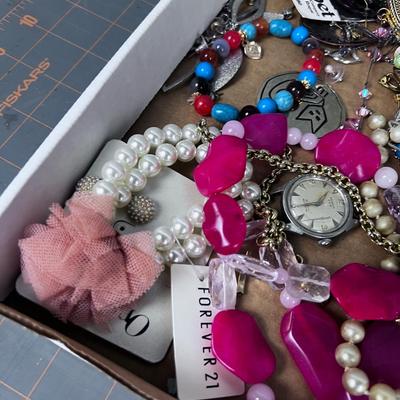 Tray of Costume Jewelry, Clunky Chunky VINTAGE