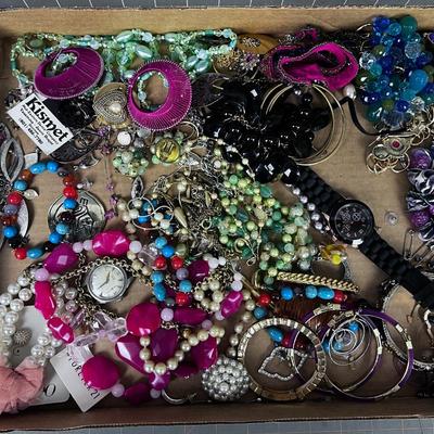 Tray of Costume Jewelry, Clunky Chunky VINTAGE