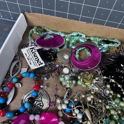Tray of Costume Jewelry, Clunky Chunky VINTAGE