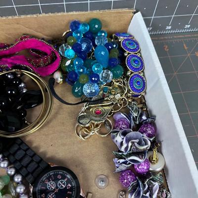 Tray of Costume Jewelry, Clunky Chunky VINTAGE