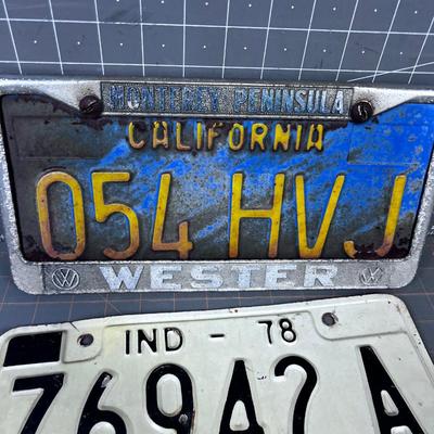 License Plates: Indiana, Utah, California