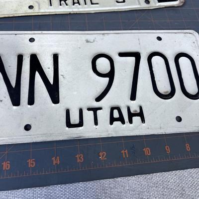 License Plates: Indiana, Utah, California