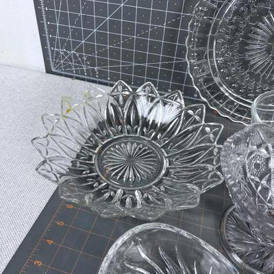 CLEAR Glass Lot 9 Pieces Mostly Press some Cut Crystal