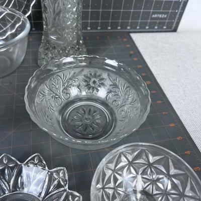 CLEAR Glass Lot 9 Pieces Mostly Press some Cut Crystal