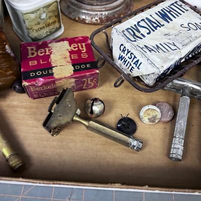 Bathroom Vanity Clean Out VINTAGE: Razors, Soap etc. 