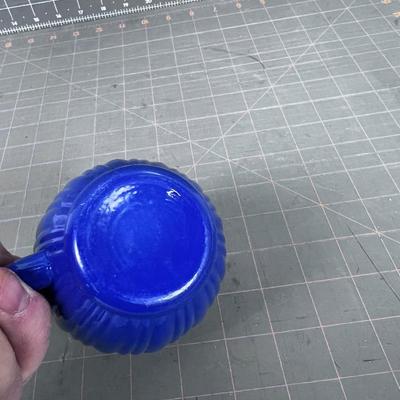 Blue Cased Glass Cream Pitcher (white on the inside) 