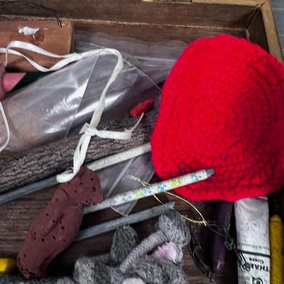 Wood Box Full of Children's Art Supply etc. 