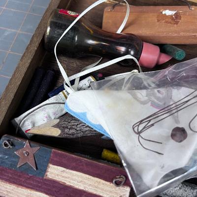 Wood Box Full of Children's Art Supply etc. 