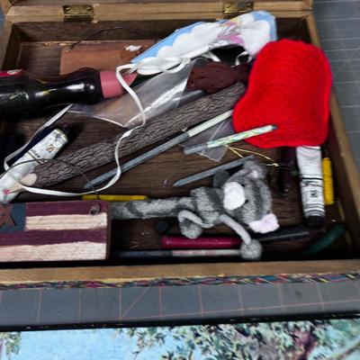 Wood Box Full of Children's Art Supply etc. 