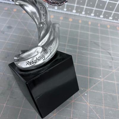Sculpture titled" REACHING HIGHER" Cast Eagle on Marble Stand 