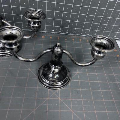 Pair of Weighted Sterling Silver Candle Sticks 