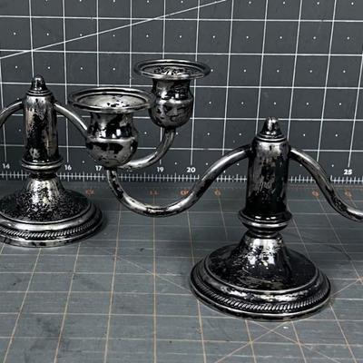 Pair of Weighted Sterling Silver Candle Sticks 