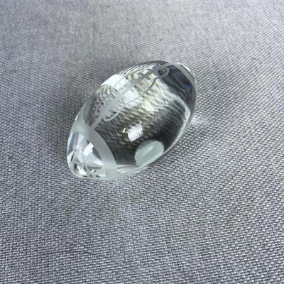 Crystal Football Paperweight 4" Long Signed Oleg Cassini