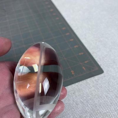 Crystal Football Paperweight 4" Long Signed Oleg Cassini