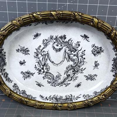 Brass and Ceramic Platter 