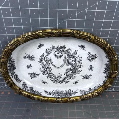Brass and Ceramic Platter 