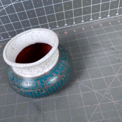 E Cadman Navajo Pottery Turquoise & White over Red Clay Pottery. 