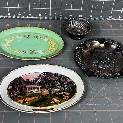 Vintage Ash Tray (4) Pieces All Metal 
