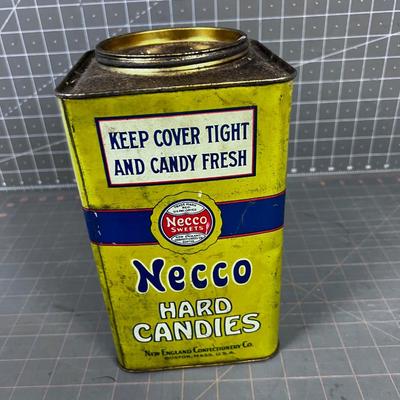 Antique Candy Tin NECCO Hard Candies 