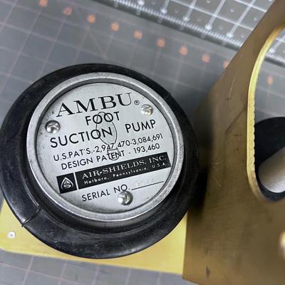 Ambu Foot Suction Pump Vintage Medical Device