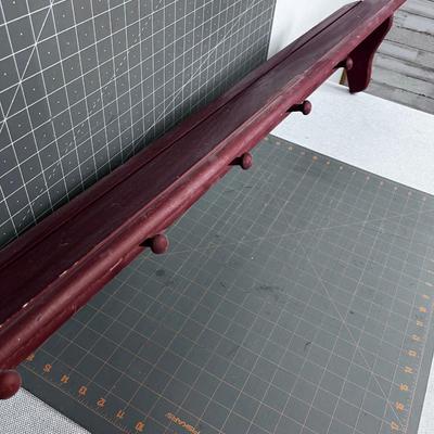 Coat Rack / Plate Shelf Painted Barn Red Wood