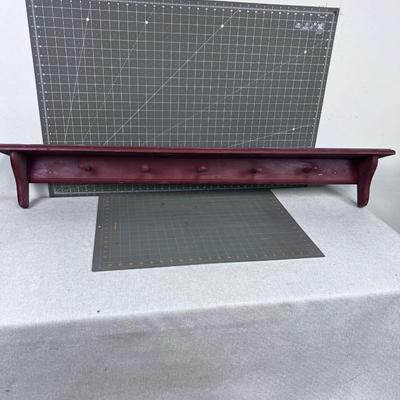  Coat Rack / Plate Shelf Painted Barn Red Wood