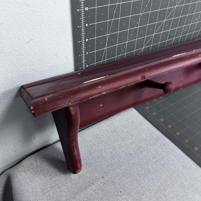  Coat Rack / Plate Shelf Painted Barn Red Wood